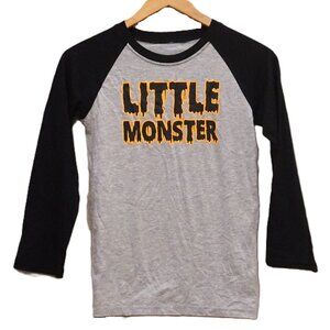 10 Threads “Little Monster” Halloween 3/4 Sleeve Tee Gray and Black Kids 10 NWT